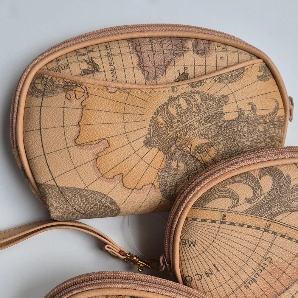Elka Vintage World Map 5 Nesting Pouches